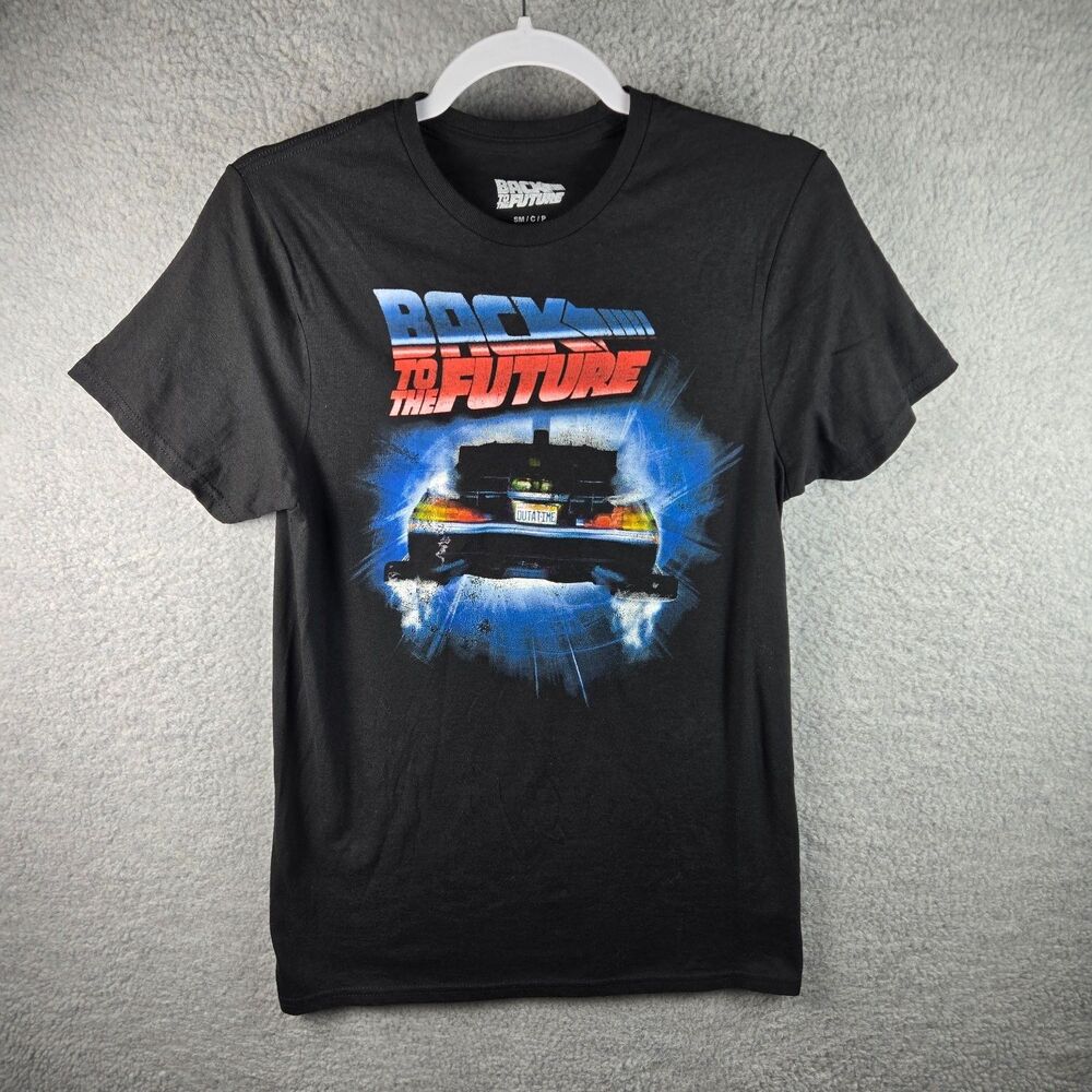 Back to the Future T-Shirt Mens S Black Crew Neck Short Sleeve